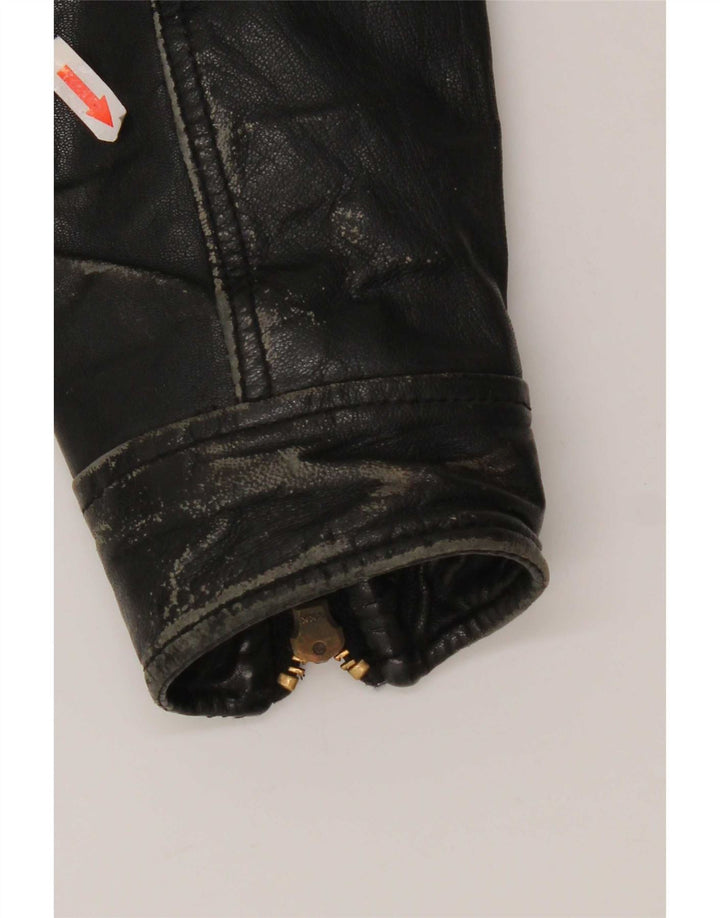 Only & Sons Mens Leather Biker Jacket UK 40 Large Black