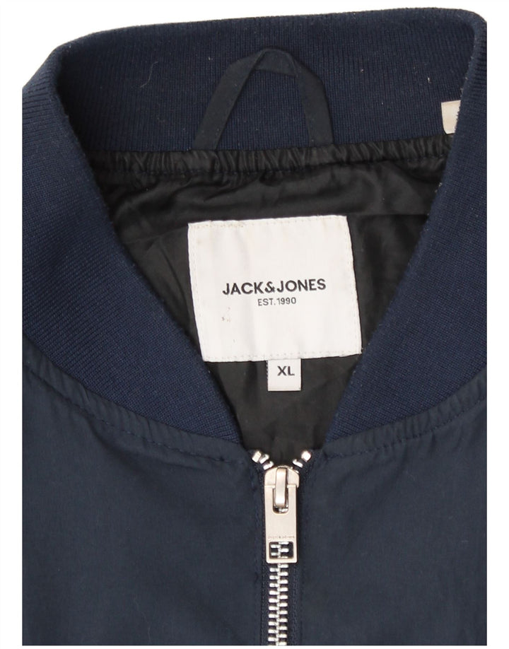 Jack & Jones Mens Bomber Jacket UK 42 XL Navy Blue