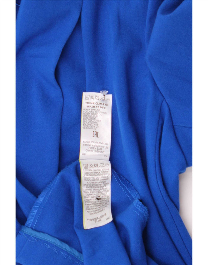 Marks & Spencer Womens 3/4 Sleeve Open Blazer Jacket UK 12 Medium Blue