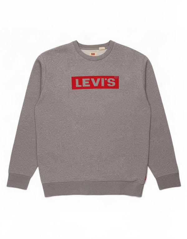 Levi's Mens Graphic Sweatshirt Jumper Medium Grey Flecked Cotton