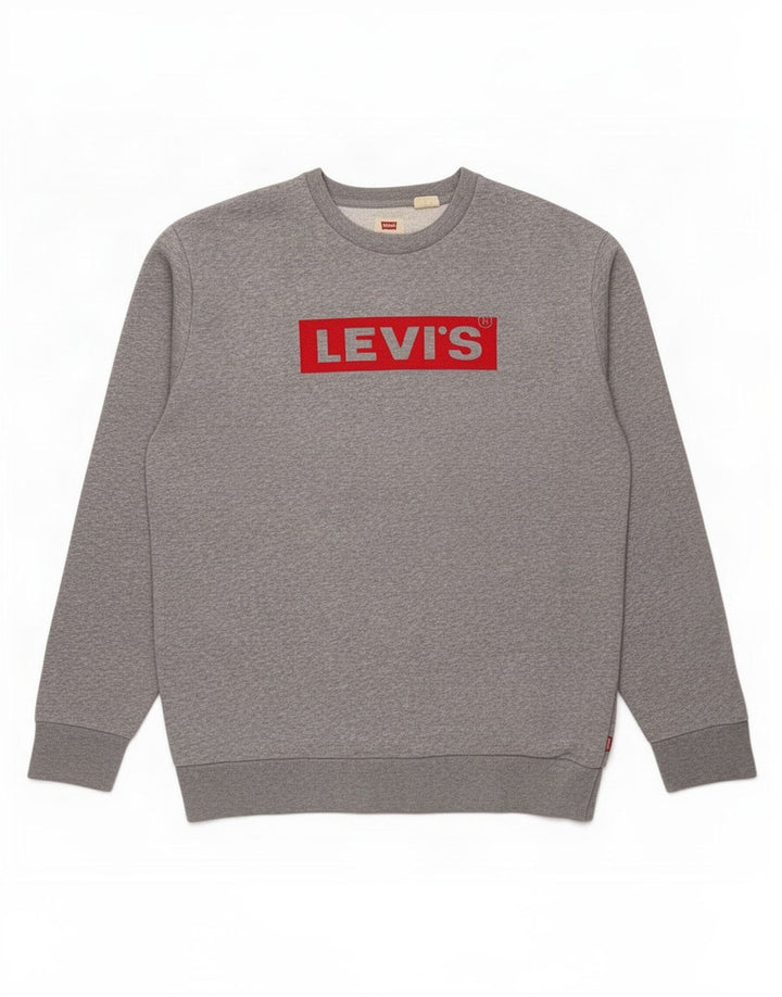 Levi's Mens Graphic Sweatshirt Jumper Medium Grey Flecked Cotton