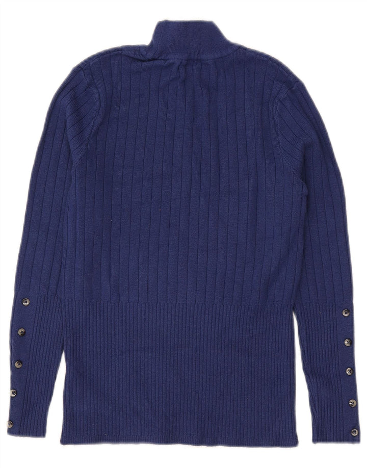 Marks & Spencer Womens Turtle Neck Jumper Sweater UK 10 Small Blue Viscose