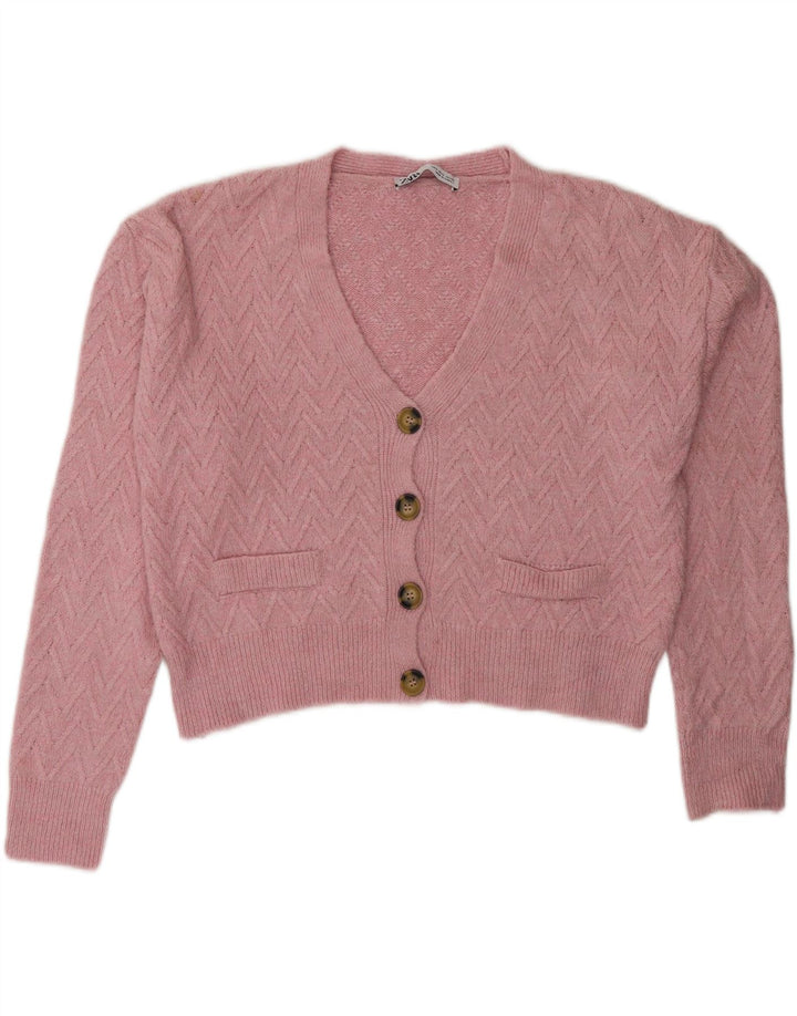 Zara Womens Oversized Cardigan Sweater UK 10 Small Pink