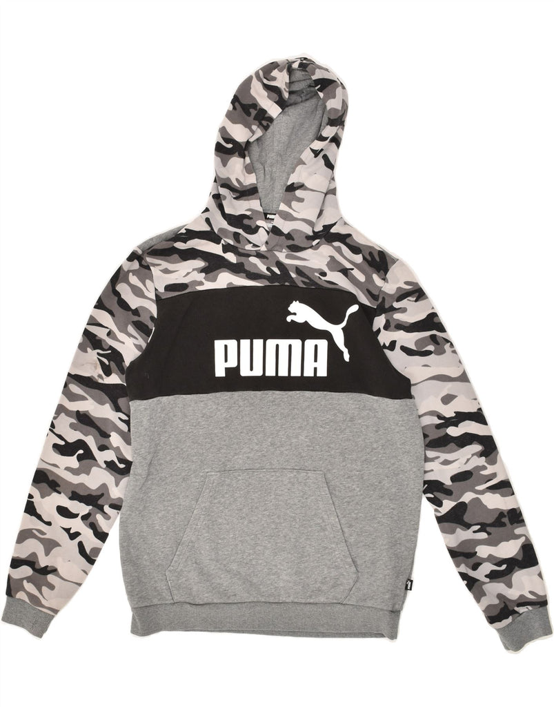 PUMA Boys Graphic Hoodie Jumper 15-16 Years Grey Camouflage Cotton | Vintage Puma | Thrift | Second-Hand Puma | Used Clothing | Messina Hembry 