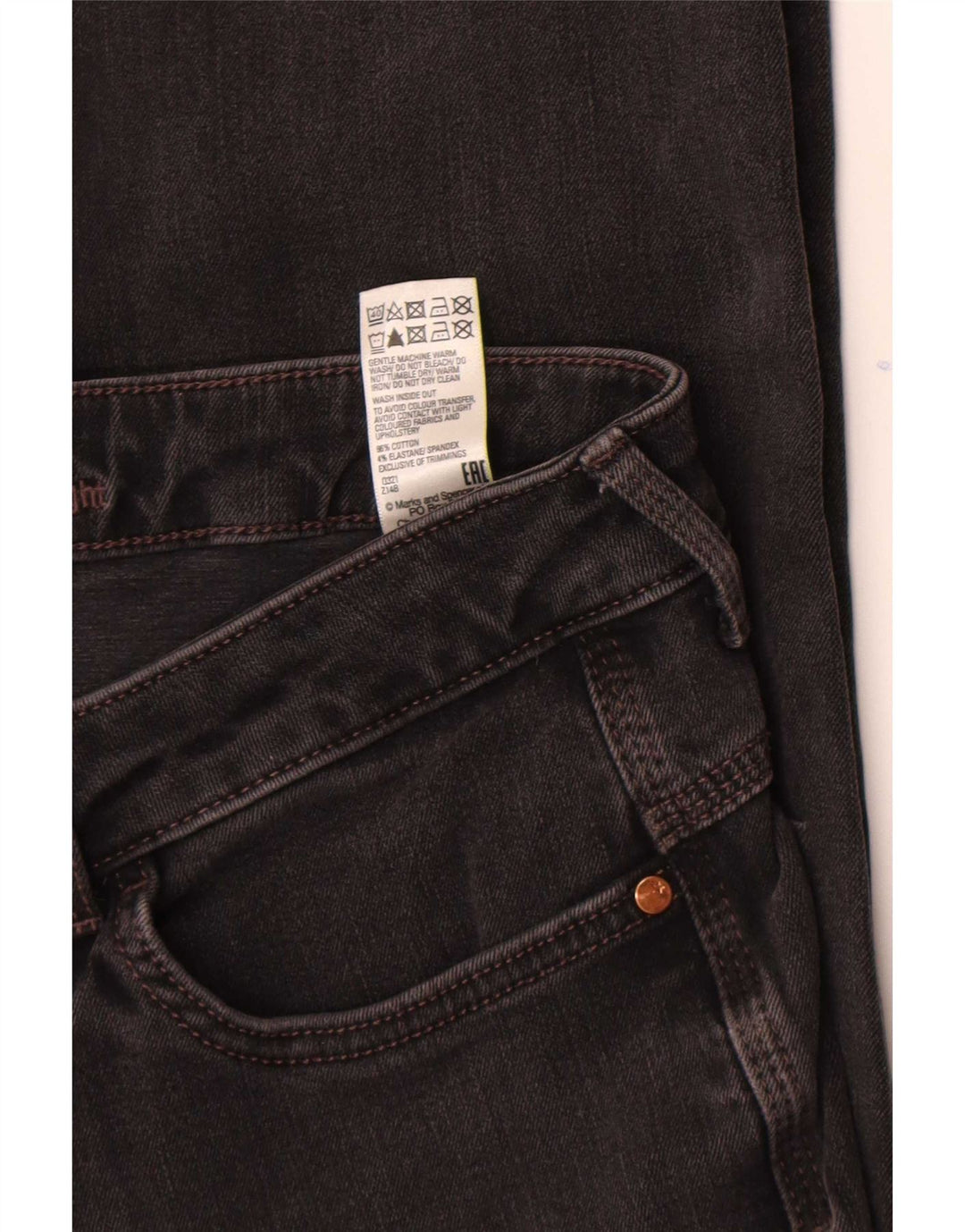 Marks & Spencer Womens Slim Jeans UK 12 Medium W30 L28 Black Cotton