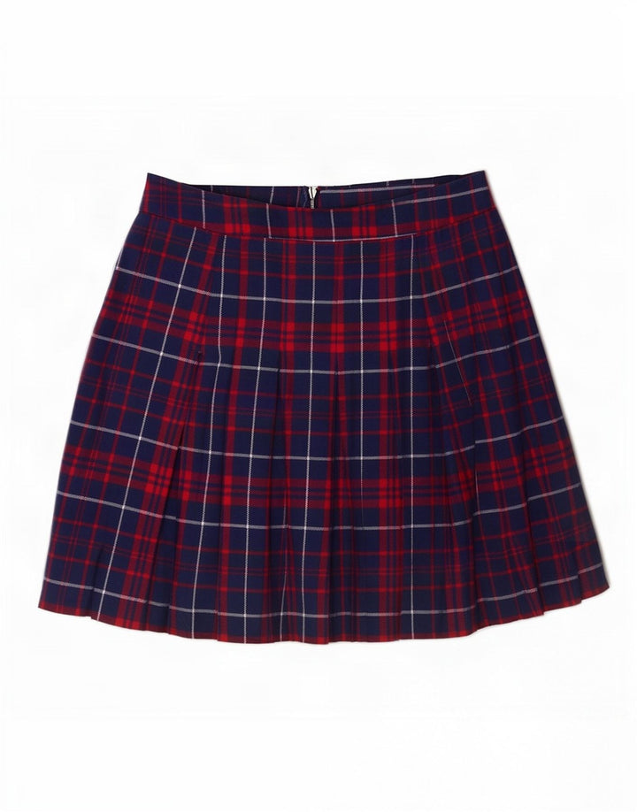 Tommy Hilfiger Womens Mini Skirt Medium W28 Navy Blue Plaid Cotton