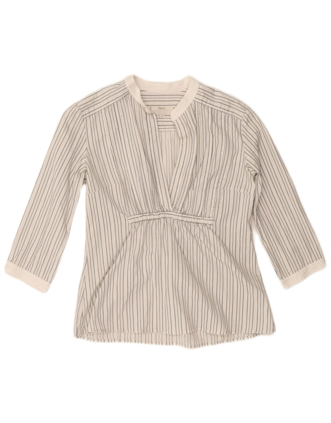 Marlboro Classics Womens 3/4 Sleeve Blouse Top EU 42 Large Grey Pinstripe