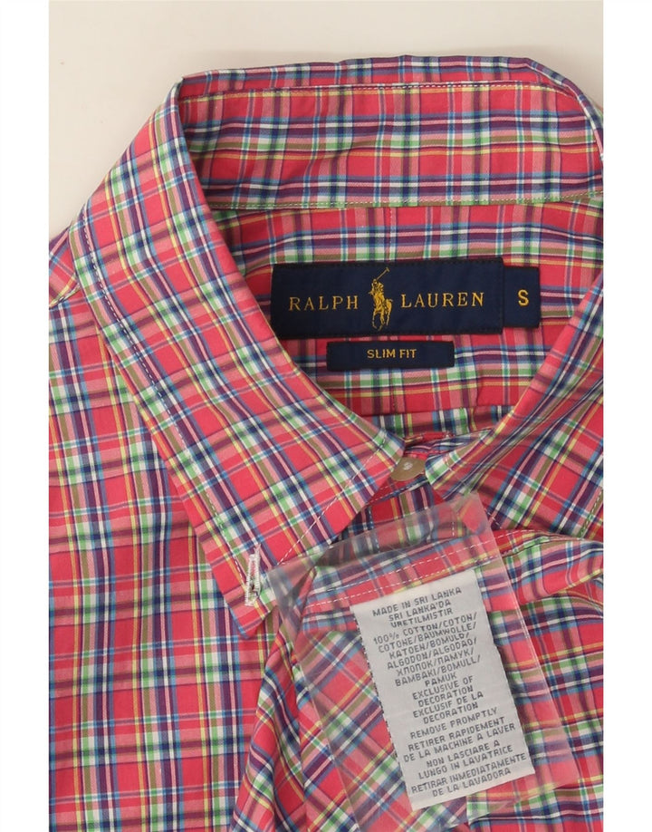 Ralph Lauren Mens Slim Fit Shirt Small Red Check Cotton