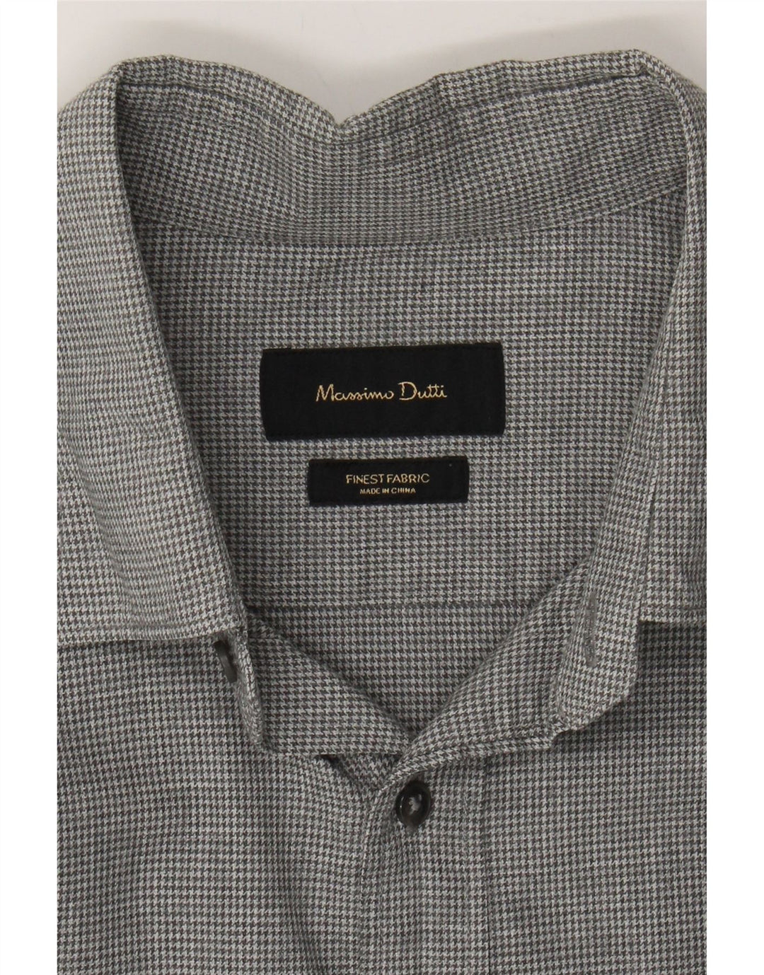 MASSIMO DUTTI Mens Shirt Medium Grey Houndstooth Vintage Massimo Dutti and Second-Hand Massimo Dutti from Messina Hembry 