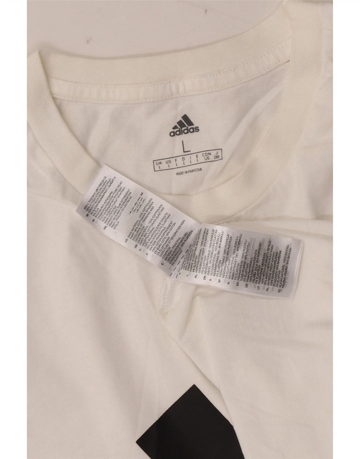 ADIDAS Mens Graphic T-Shirt Top Large White Cotton