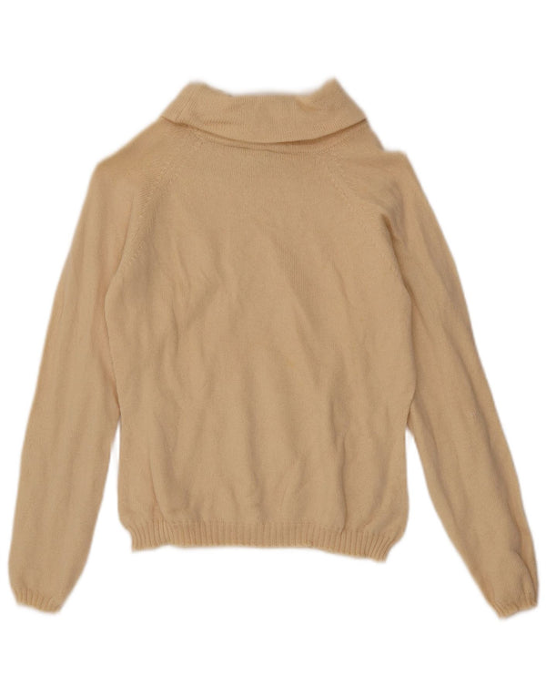Gran Sasso Womens Crop Roll Neck Jumper Sweater UK 10 Small Beige