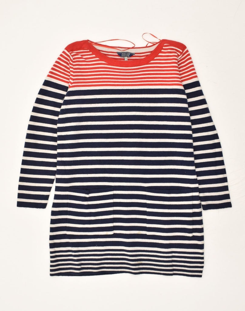 JOULES Womens Long Sleeve Jumper Dress UK 12 Medium Navy Blue Striped | Vintage Joules | Thrift | Second-Hand Joules | Used Clothing | Messina Hembry 