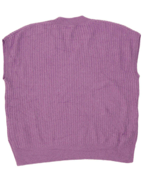Marks & Spencer Womens Oversized Vest Tank Top UK 16 Large Purple Acrylic