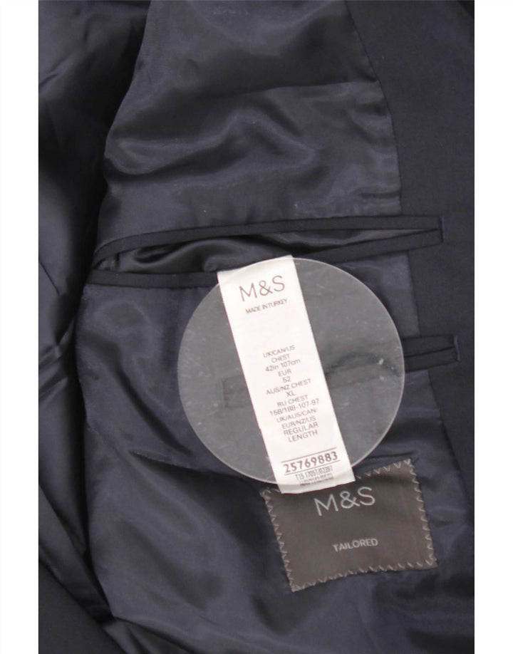 Marks & Spencer Mens 2 Button Blazer Jacket UK 42 XL Navy Blue Polyester