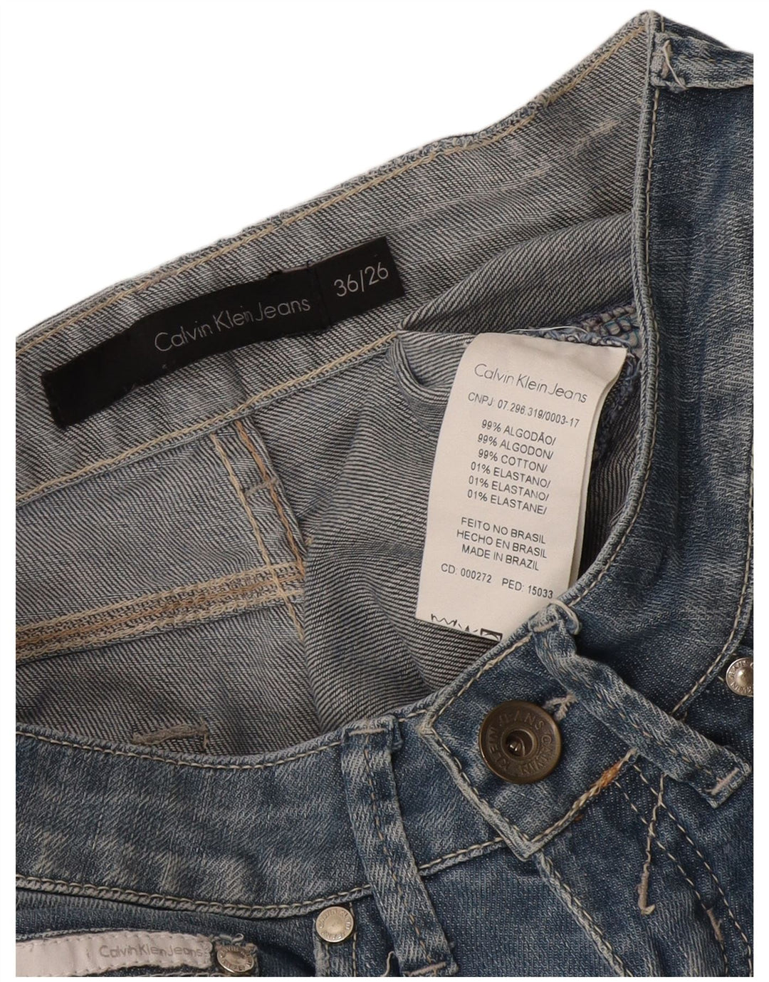 Calvin Klein Womens Straight Jeans W26 L31 Blue Cotton