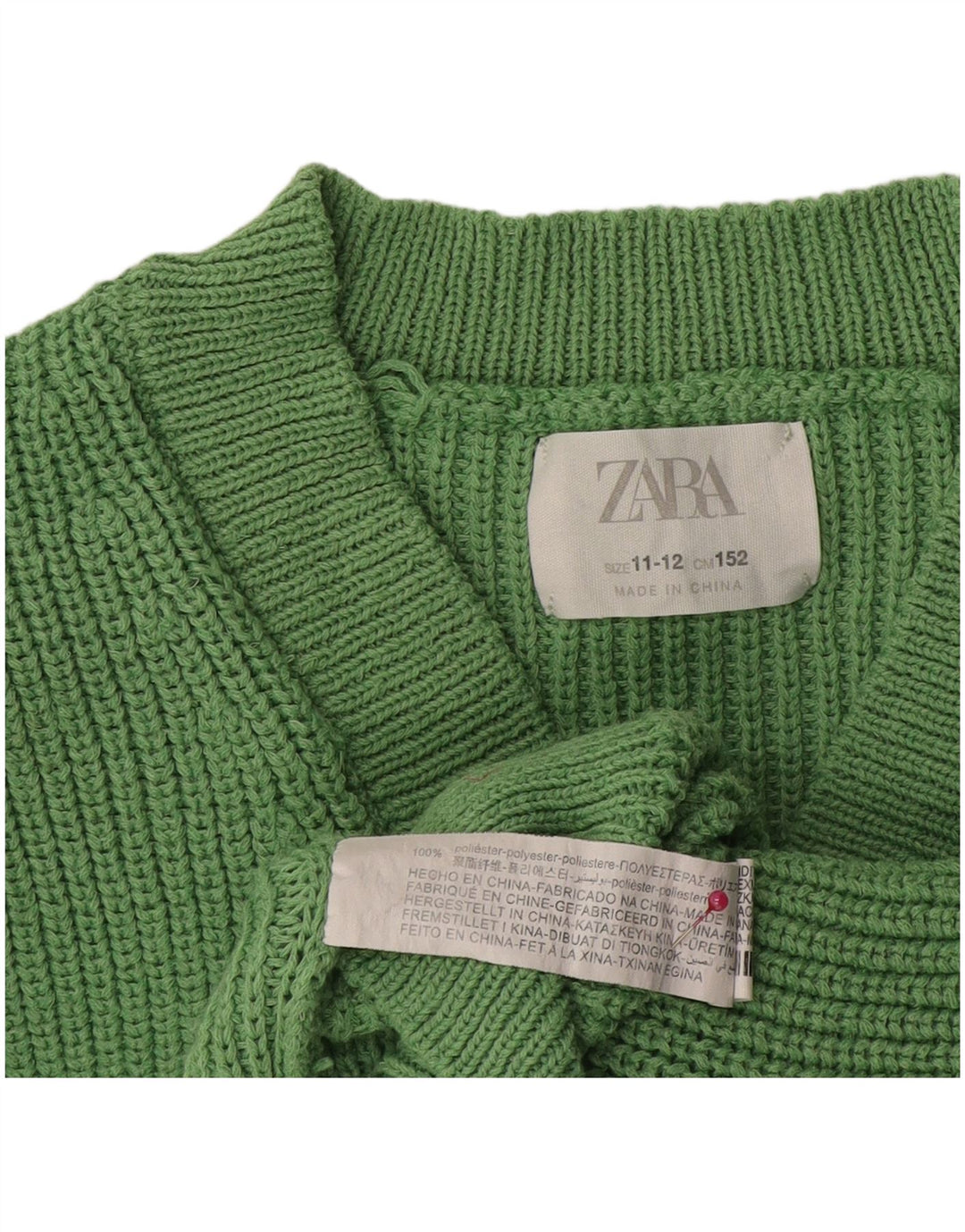 Zara Girls Cardigan Sweater 11-12 Years Green Polyester