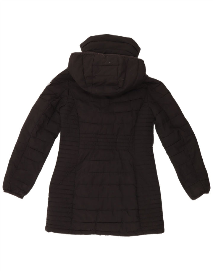 Dkny Womens Hooded Padded Coat UK 10 Small Black Polyester