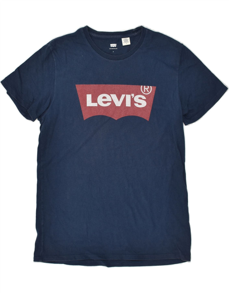 LEVI'S Mens Slim Graphic T-Shirt Top Large Navy Blue Cotton | Vintage Levi's | Thrift | Second-Hand Levi's | Used Clothing | Messina Hembry 