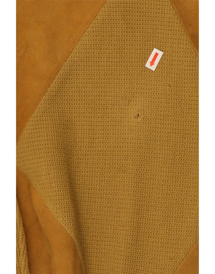 De Pletrl Mens Suede Boat Neck Jumper Sweater Medium Beige Argyle/Diamond
