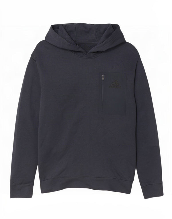 Adidas Mens Hoodie Jumper Large Navy Blue Polyester