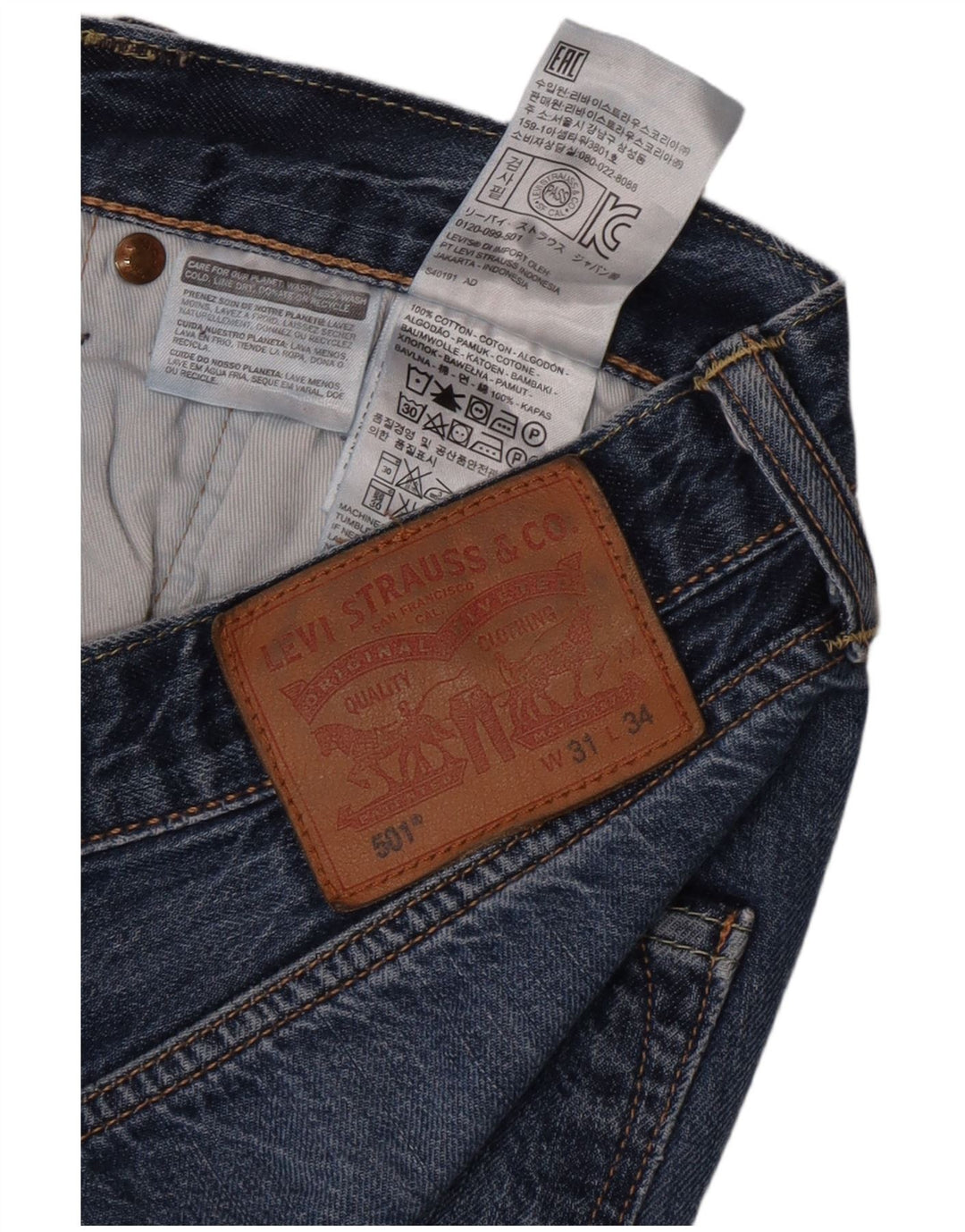 Levi's Mens 501 Straight Jeans W31 L34 Blue