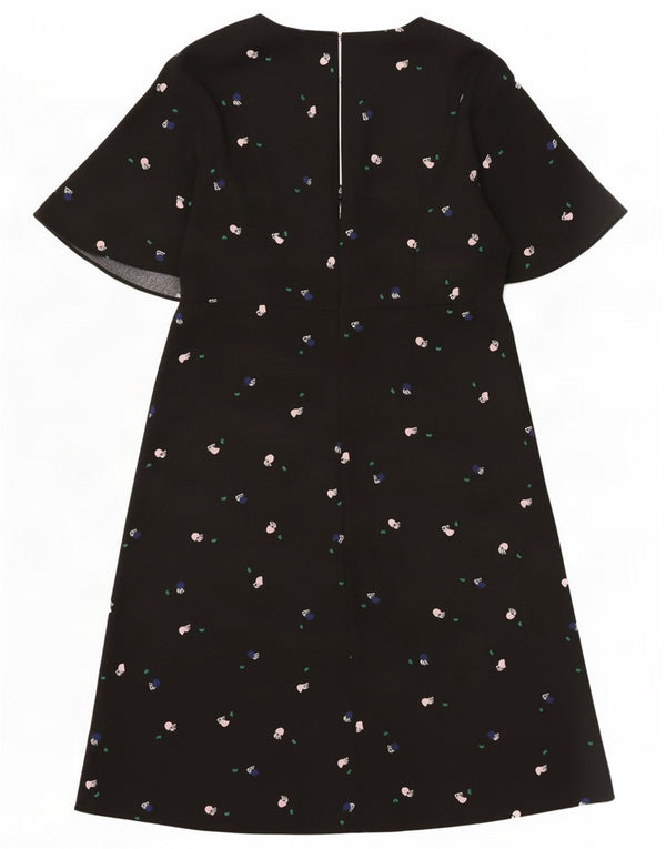 Marks & Spencer Womens Abstract Pattern A-Line Dress UK 10 Small Black