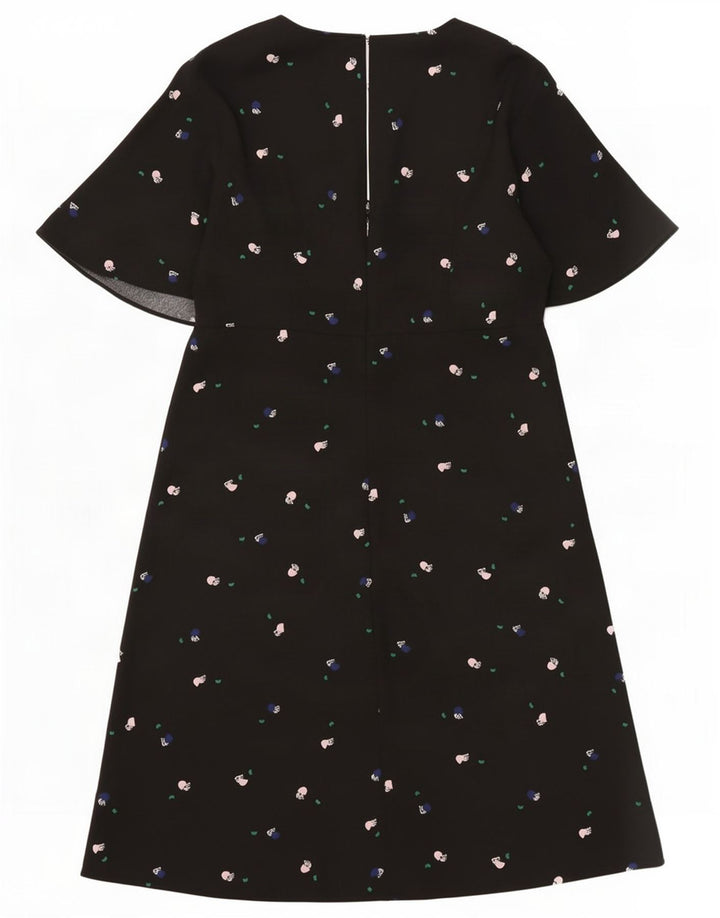 Marks & Spencer Womens Abstract Pattern A-Line Dress UK 10 Small Black