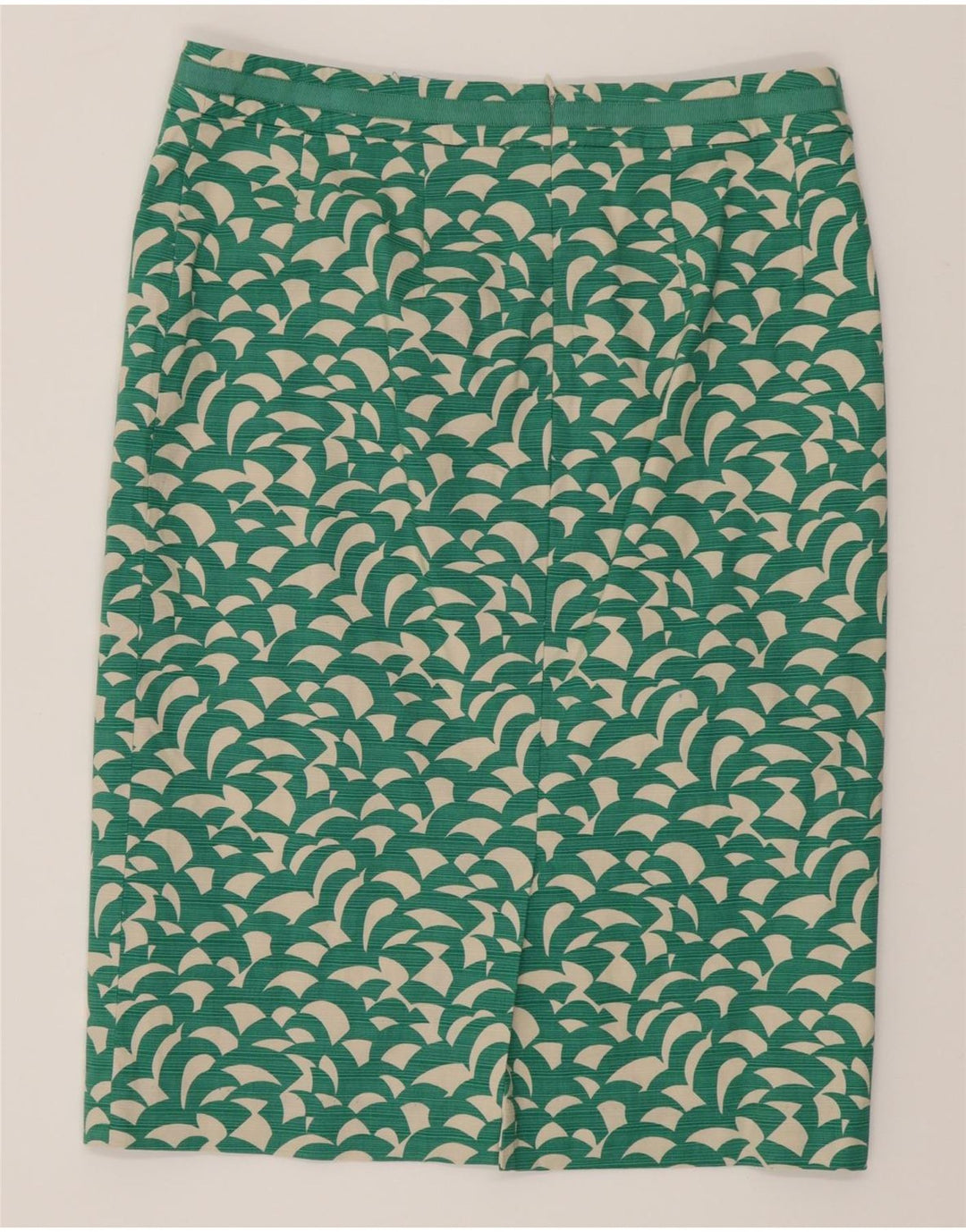 Boden Womens Abstract Pattern Straight Skirt UK 14 Large W32 Green Cotton