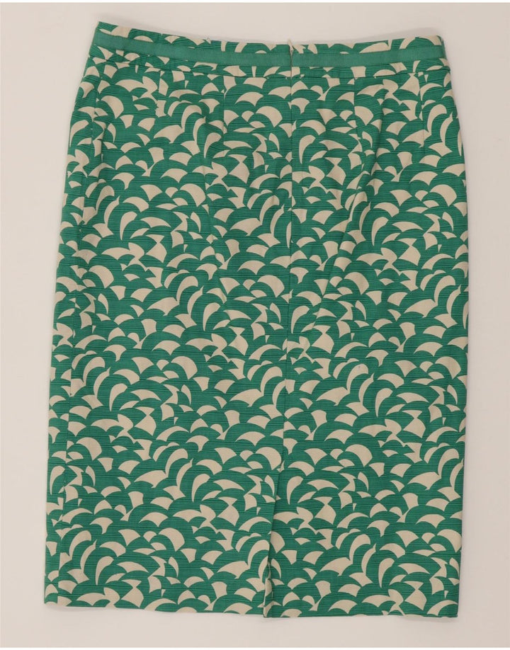 Boden Womens Abstract Pattern Straight Skirt UK 14 Large W32 Green Cotton