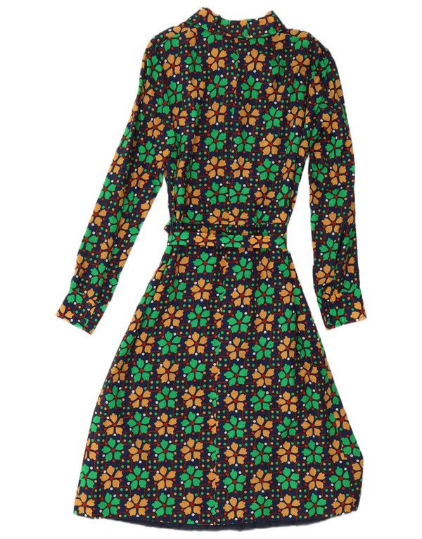 Vintage Womens Long Sleeve A-Line Dress UK 12 Medium Multicoloured Floral