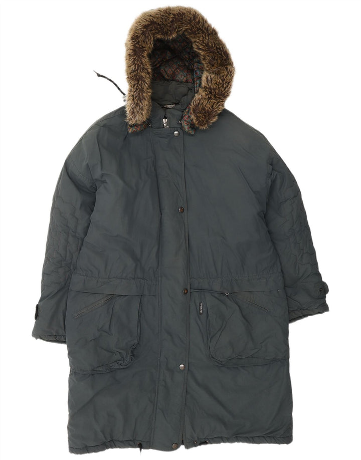 K-WAY Womens Hooded Padded Coat UK 20 2XL Grey Cotton Vintage K-Way and Second-Hand K-Way from Messina Hembry 