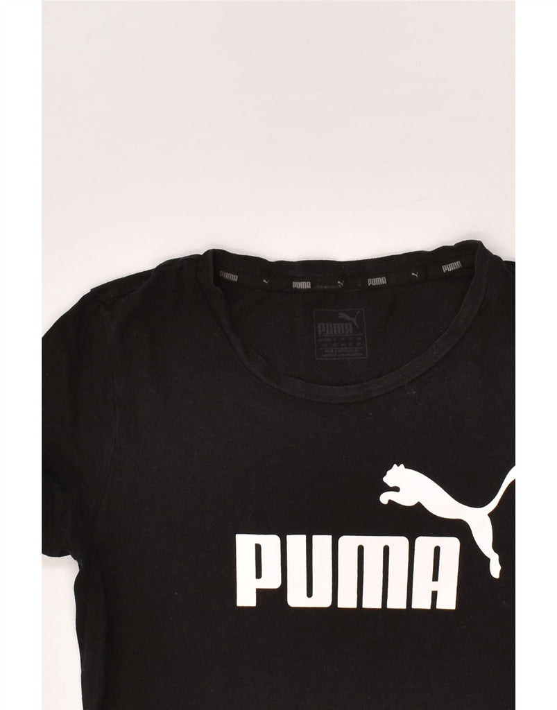 PUMA Womens Graphic T-Shirt Top UK 10 Small Black Cotton | Vintage Puma | Thrift | Second-Hand Puma | Used Clothing | Messina Hembry 