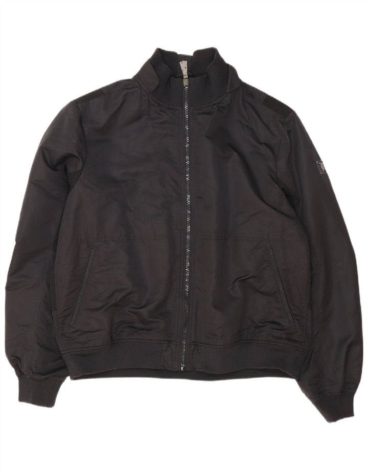 Trussardi Jeans Mens Bomber Jacket IT 58 4XL Black Polyester