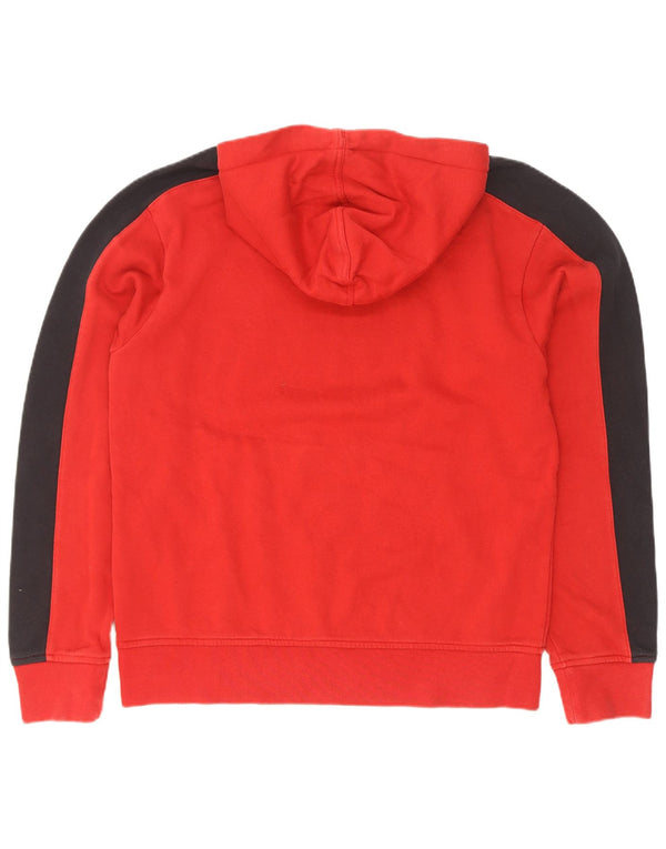 Nike Mens Dri Fit Hoodie Jumper UK 39/41 Medium Red Colourblock Cotton
