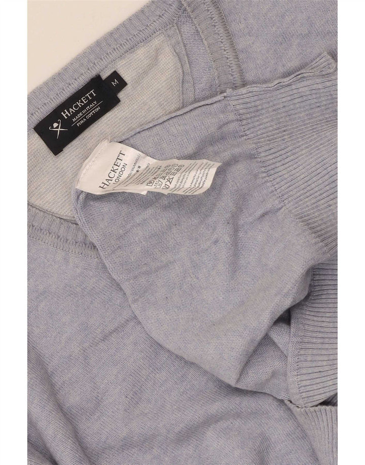 Hackett Mens V-Neck Jumper Sweater Medium Blue Flecked Cotton