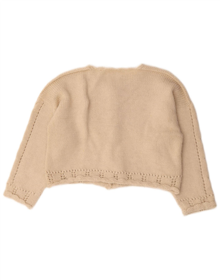 Vintage Womens Crop Cardigan Sweater UK 14 Medium Beige