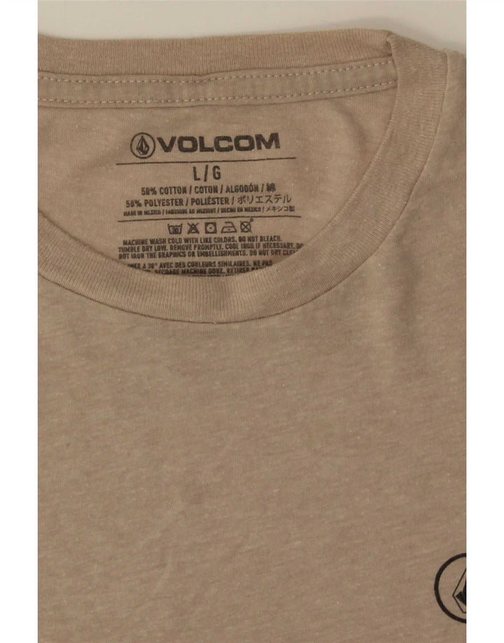 Volcom Mens T-Shirt Top Large Beige Cotton
