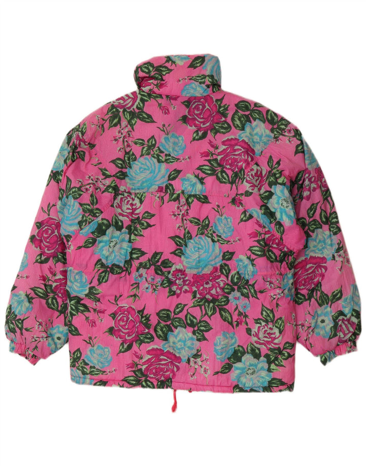 Cacao Womens Padded Jacket IT 46 Large Pink Floral Polyamide Retro