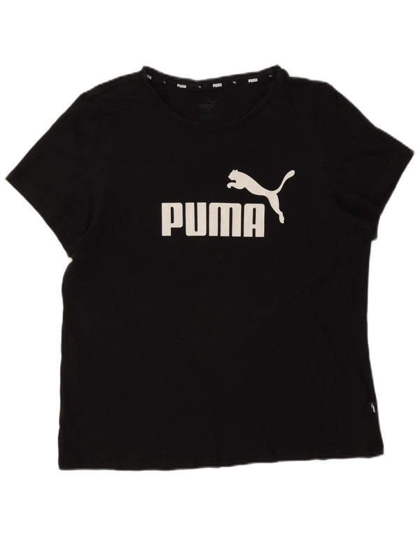 Puma Womens Graphic T-Shirt Top UK 16 Large Black Cotton