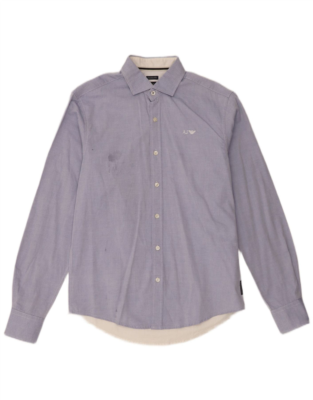 Armani Jeans Mens Custom Fit Shirt Small Blue Colourblock Cotton