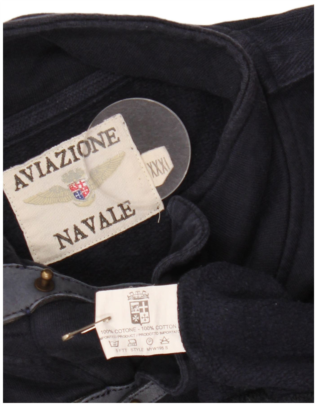Aviazione Navale Mens Graphic Button Neck Sweatshirt Jumper 3XL Navy Blue