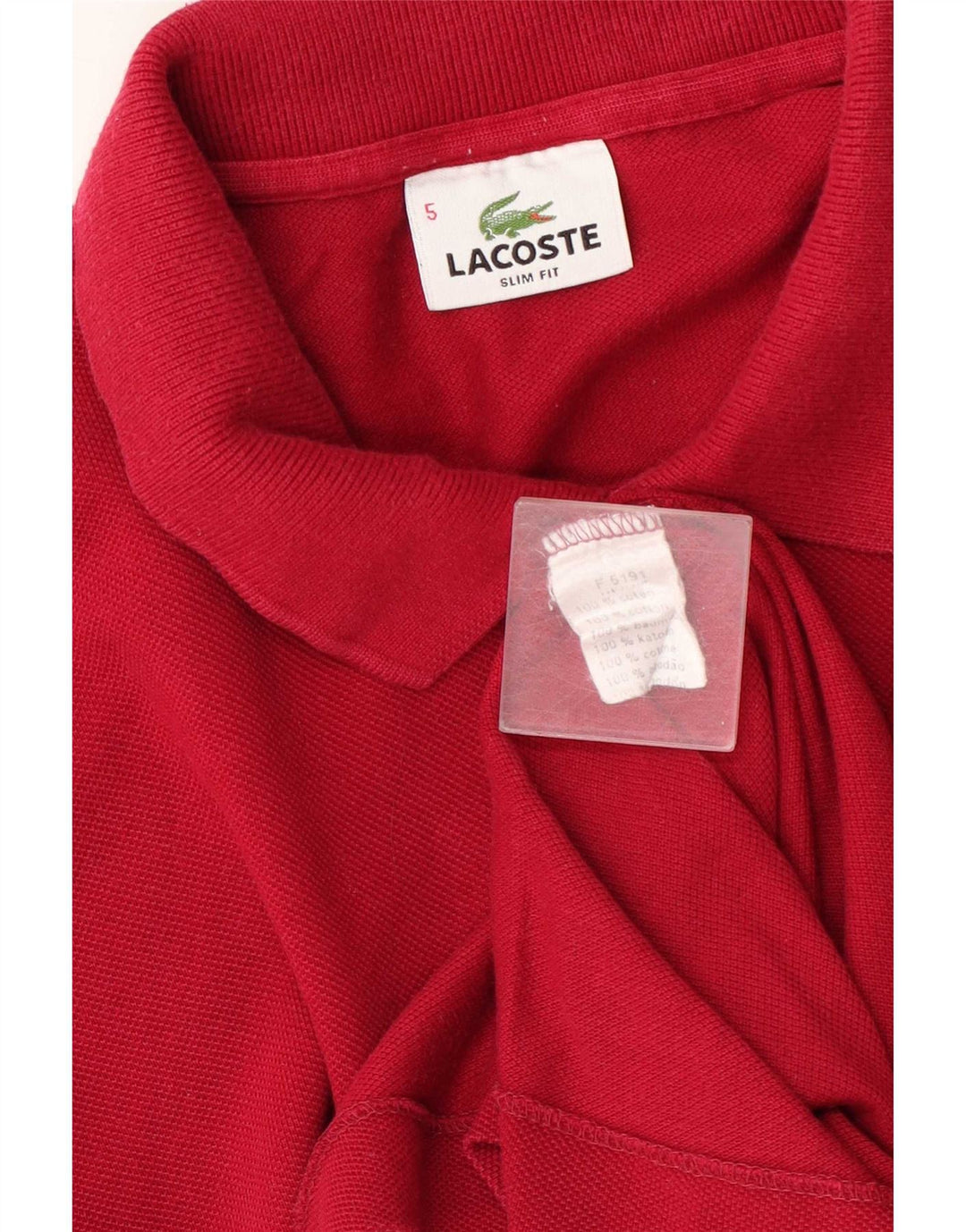 Lacoste Mens Slim Fit Polo Shirt Size 5 Large Red Cotton
