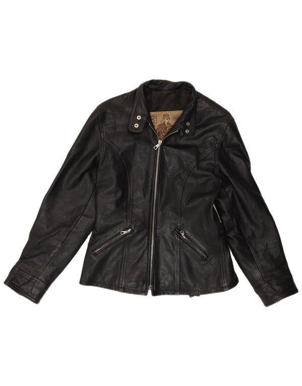 Conbipel Womens Leather Jacket UK 14 Medium Black Leather
