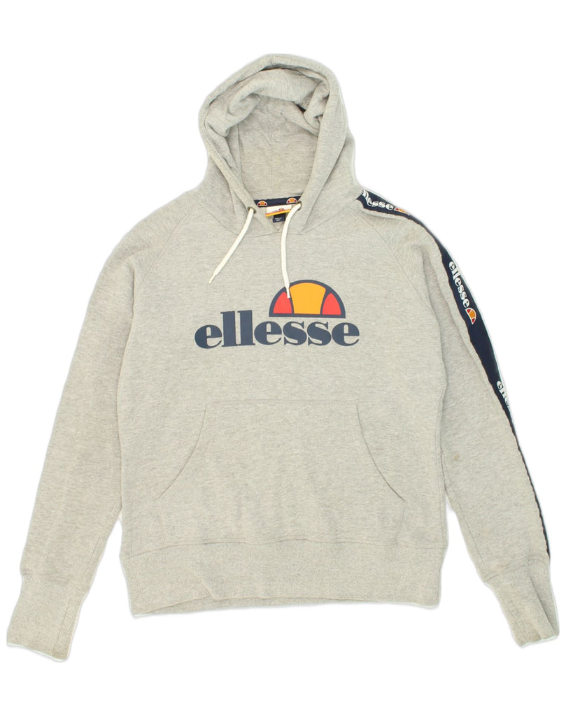 ELLESSE Womens Graphic Hoodie Jumper UK 14 Large  Grey Cotton | Vintage Ellesse | Thrift | Second-Hand Ellesse | Used Clothing | Messina Hembry 