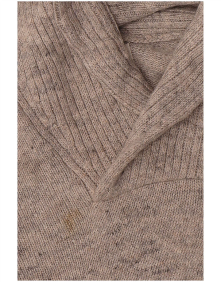 Marks & Spencer Mens Shawl Neck Jumper Sweater Large Grey Flecked Lambswool