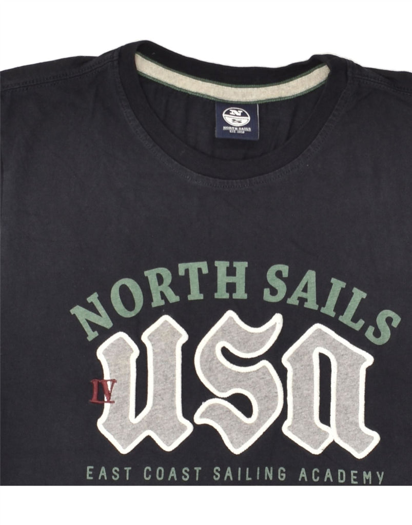 NORTH SAILS Womens T-Shirt Top UK 10 Small Navy Blue Cotton | Vintage North Sails | Thrift | Second-Hand North Sails | Used Clothing | Messina Hembry 