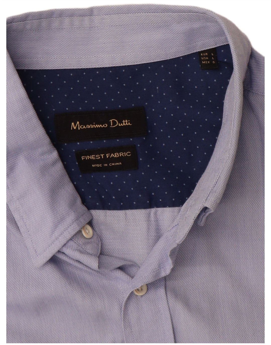 Massimo Dutti Mens Shirt Large Blue Cotton
