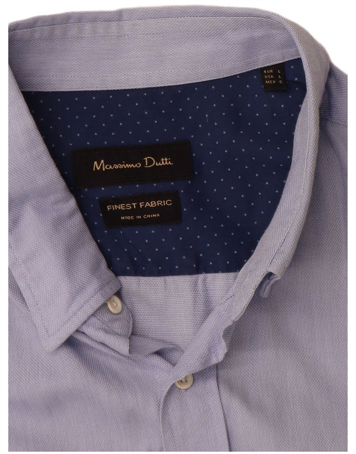 Massimo Dutti Mens Shirt Large Blue Cotton