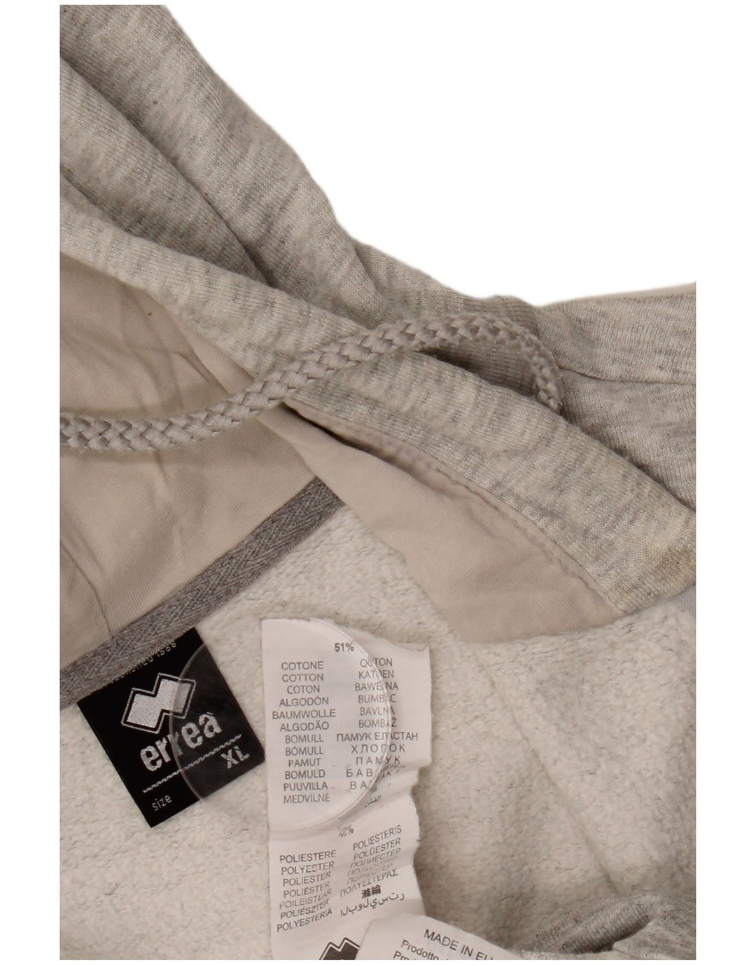 ERREA Womens Zip Hoodie Sweater XL Grey Cotton
