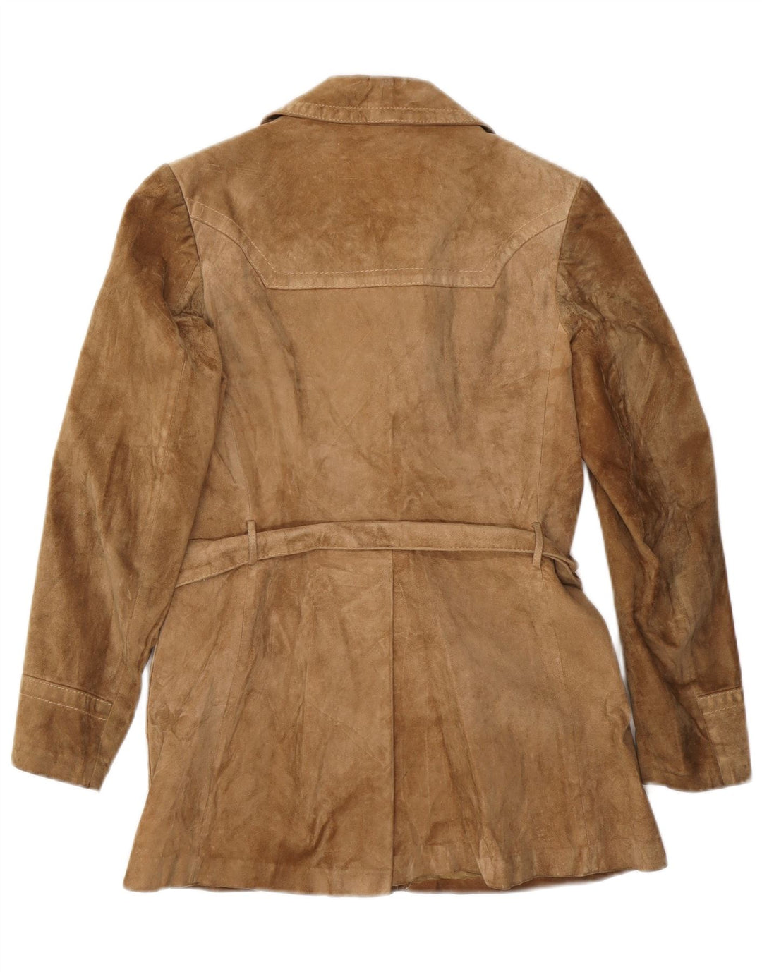 VINTAGE Womens Suede Jacket IT 46 Large Beige Leather